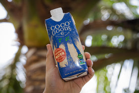 COCOGOODSCO electrolytes-rich coconut water emphasizes hydration after activity.