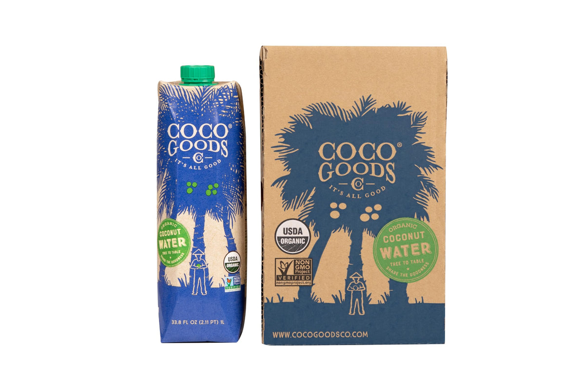 COCOGOODSCO Vietnam single-origin coconut water in a 1L bottle for natural hydration.
