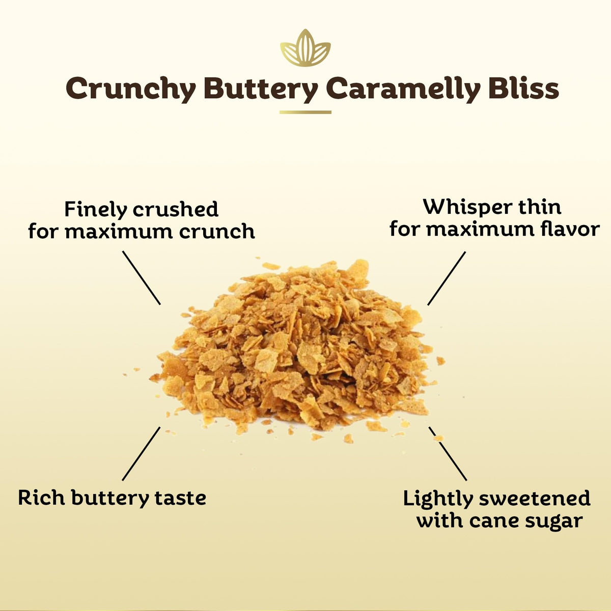 Cocolaat Feuilletine buttery-flake-closeup highlights rich caramel notes.