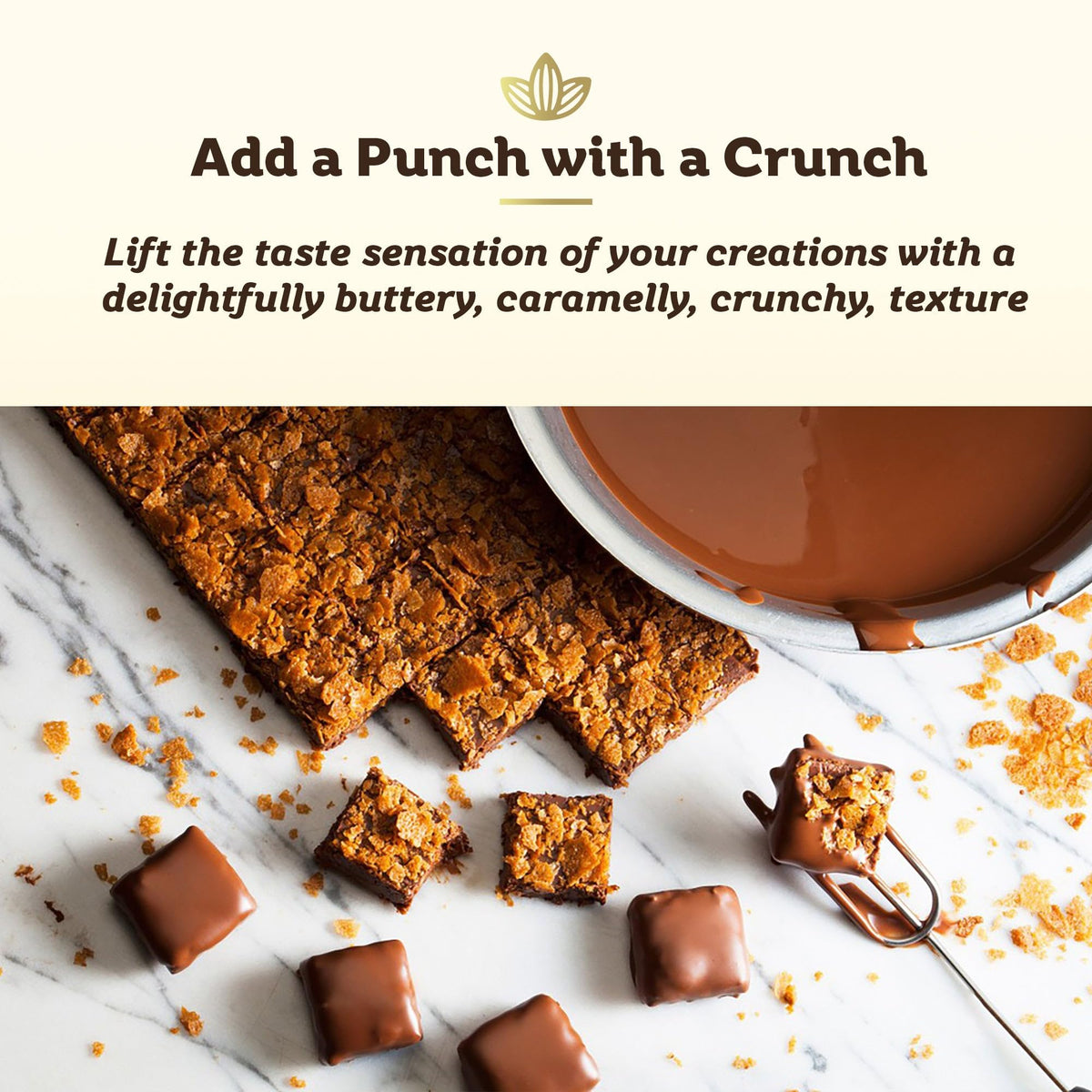 Cocolaat Feuilletine resealable-stand-up-pouch preserves freshness.