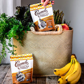 Cocomels soft chewy bite, toasted caramel notes