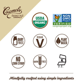 Cocomels vegan candy in hand, ideal for sharing