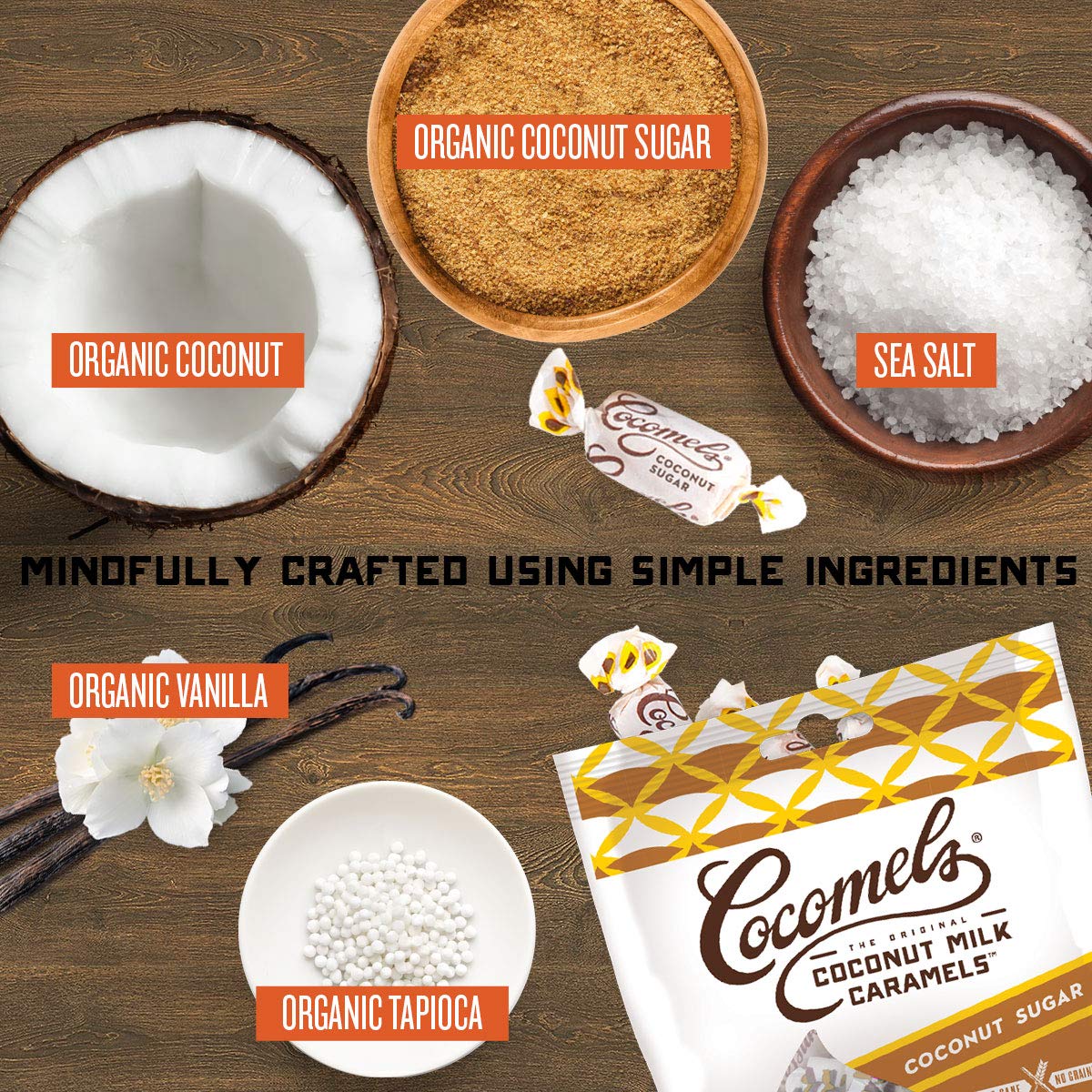 Cocomels coconut sugar caramels natural sweetness, coconut sugar flavor
