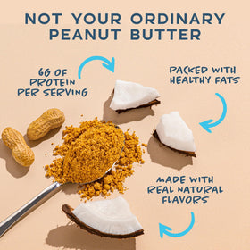 COCOMO Coconut Peanut Butter Powder no-scoop packaging reduces plastic waste