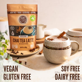 Coconut Cloud steaming mug showcases cozy, dairy-free chai ready in seconds.