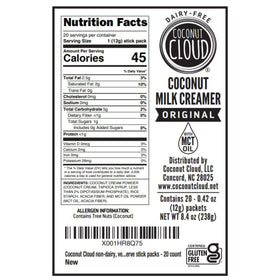 Cup of coffee with Coconut Cloud original creamer enhancing flavor and texture.