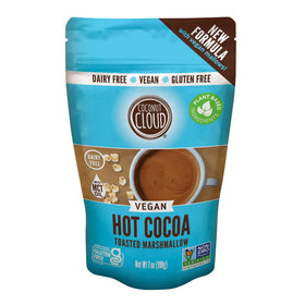 Coconut Cloud hot cocoa mix with vegan vanilla marshmallows for a dairy-free indulgence.