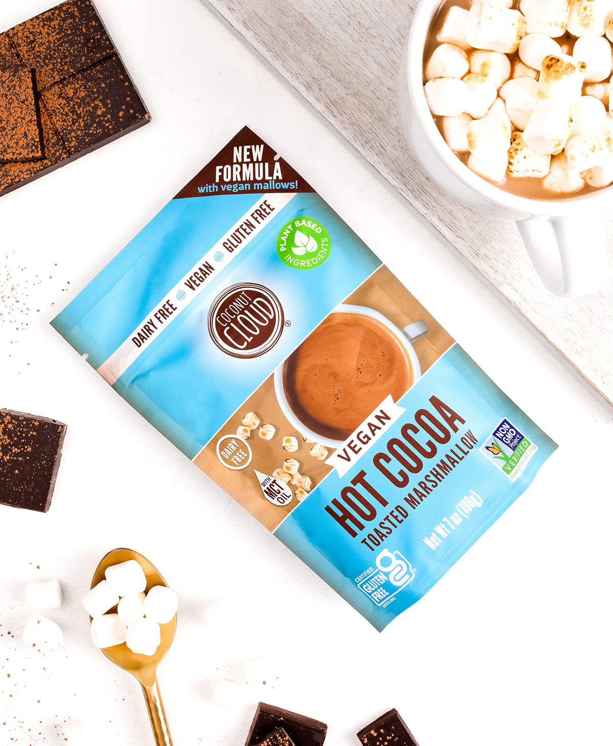 Coconut Cloud ingredients show dried coconut milk and cocoa powder for richness.