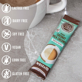 Ingredient list showing simple, non-GMO coconut milk powder for a clean base.