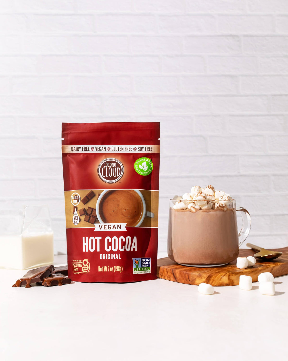 Coconut Cloud pour hot water over cocoa for quick dairy-free indulgence.