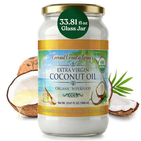 Coconut Country Living cold-pressed oil in solid form melts for easy topical use.