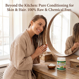 Coconut Country Living glass jar packaging supports sustainable storage.