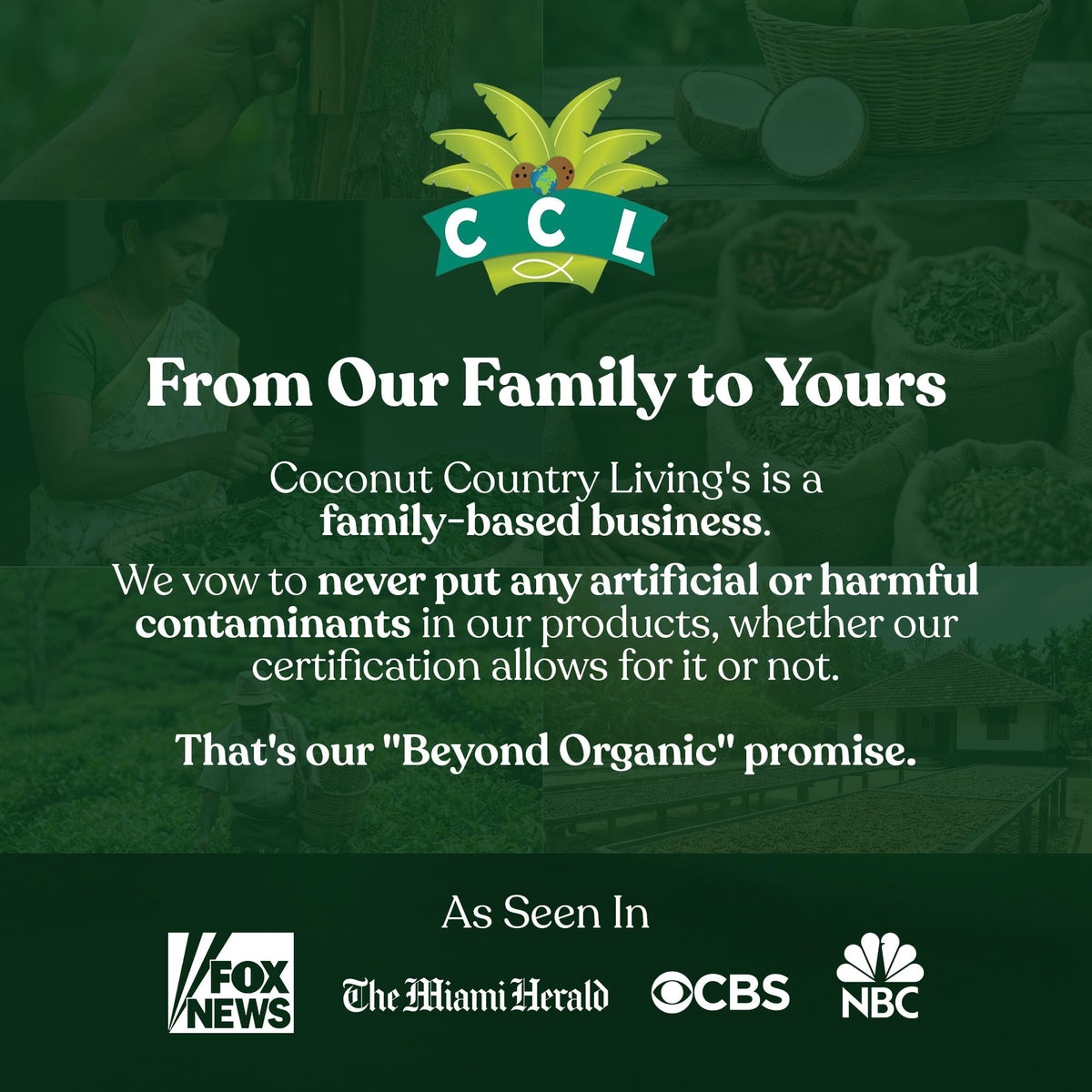 Coconut Country Living glass jar is reusable and eco-friendly packaging.