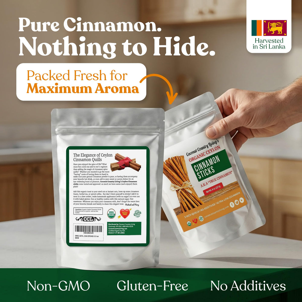 Illustrates packaging that protects flavor with light-blocking foil.