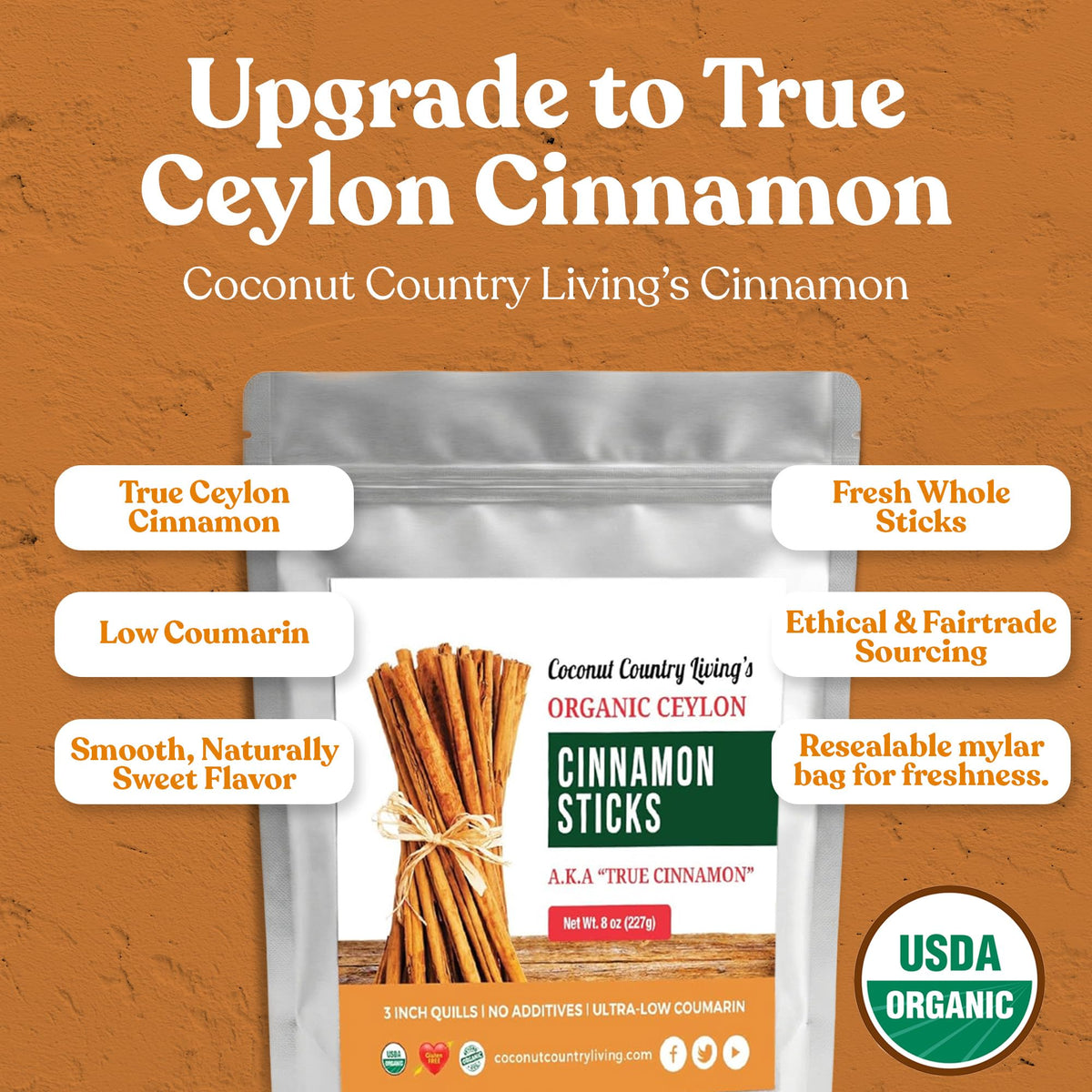 Sri Lankan harvest conveys rich, naturally sweet notes to ceylon cinnamon tea.