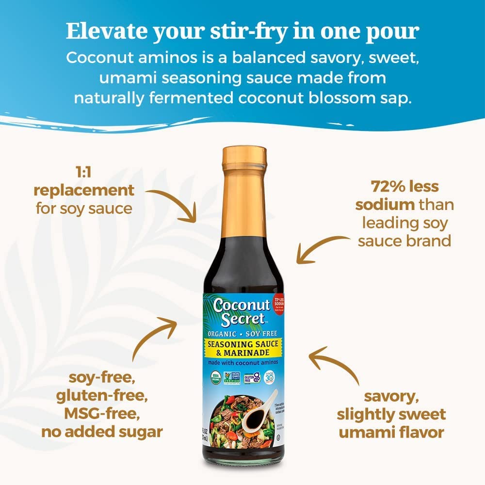 Coconut Secret Coconut Aminos shown to illustrate the two-ingredient concept