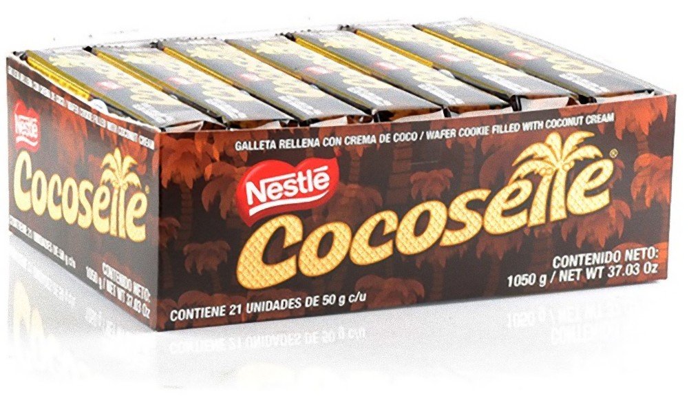 Cocosette pack of 21 coconut cream wafers, ideal for on-the-go snacking.