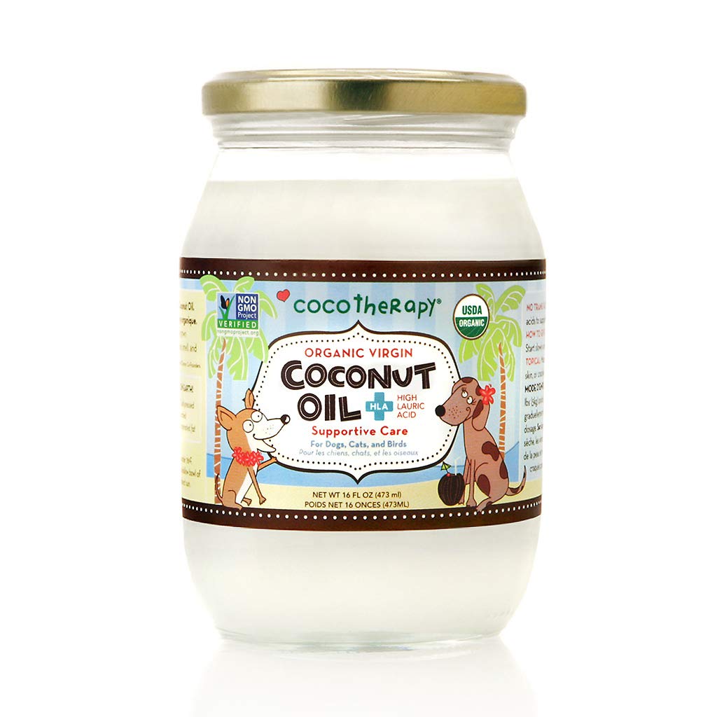 CocoTherapy organic virgin coconut oil pet bottle for oral and topical health.
