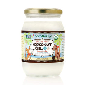 CocoTherapy organic virgin coconut oil pet bottle for oral and topical health.
