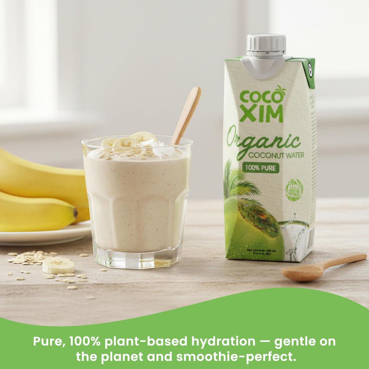 Cocoxim coconut water label highlighting halal and kosher certifications.