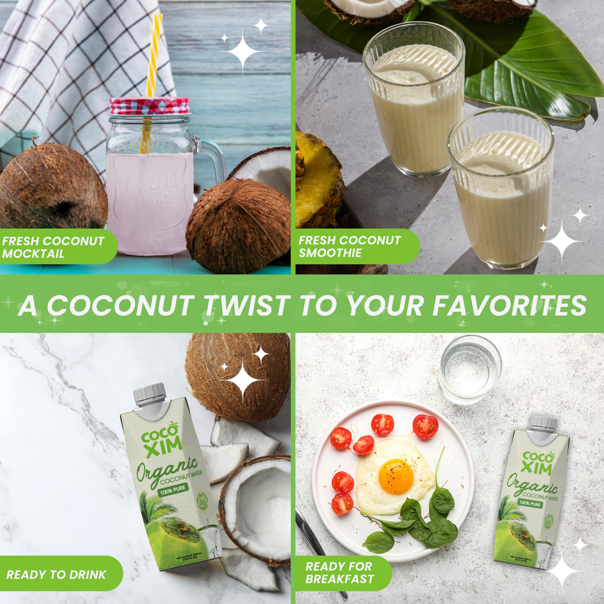 Cocoxim coconut water on-the-go illustration for active days.