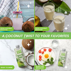 Cocoxim coconut water on-the-go illustration for active days.