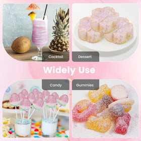 Cocytat iridescent glitter on cake decorations creates a dazzling tasteless finish