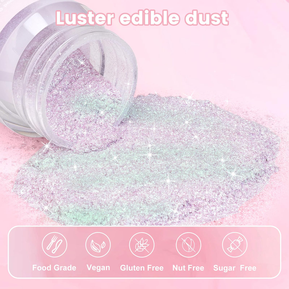 Tasteless gluten-free and nut-free shimmer suitable for desserts