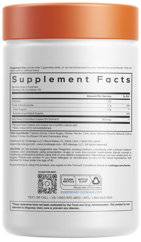 Codeage Irish Sea Moss Gummies label closeup highlights vegan and gluten-free qualities