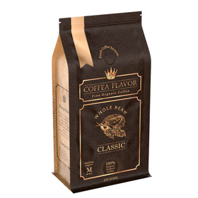 Coffea Flavor premium coffee beans packaging highlights freshness and eco-friendly bag