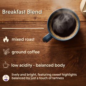 Coffee Bean Direct Breakfast Blend packaging front highlighting easy morning access