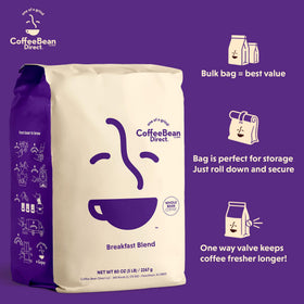 Coffee Bean Direct medium-bodied finish pairs with cream for a comforting cup.