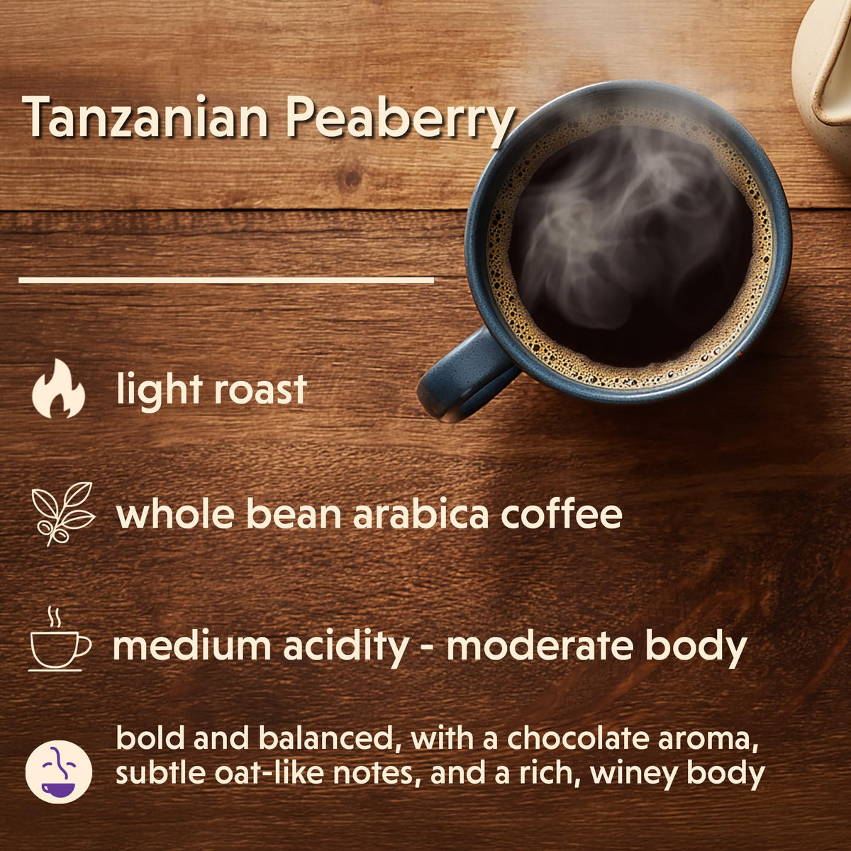 Coffee Bean Direct Tanzanian Peaberry aroma hints at chocolate.