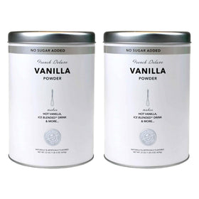 Coffee Bean & Tea Leaf Vanilla Creamer 22oz tin poured into coffee for creamy vanilla
