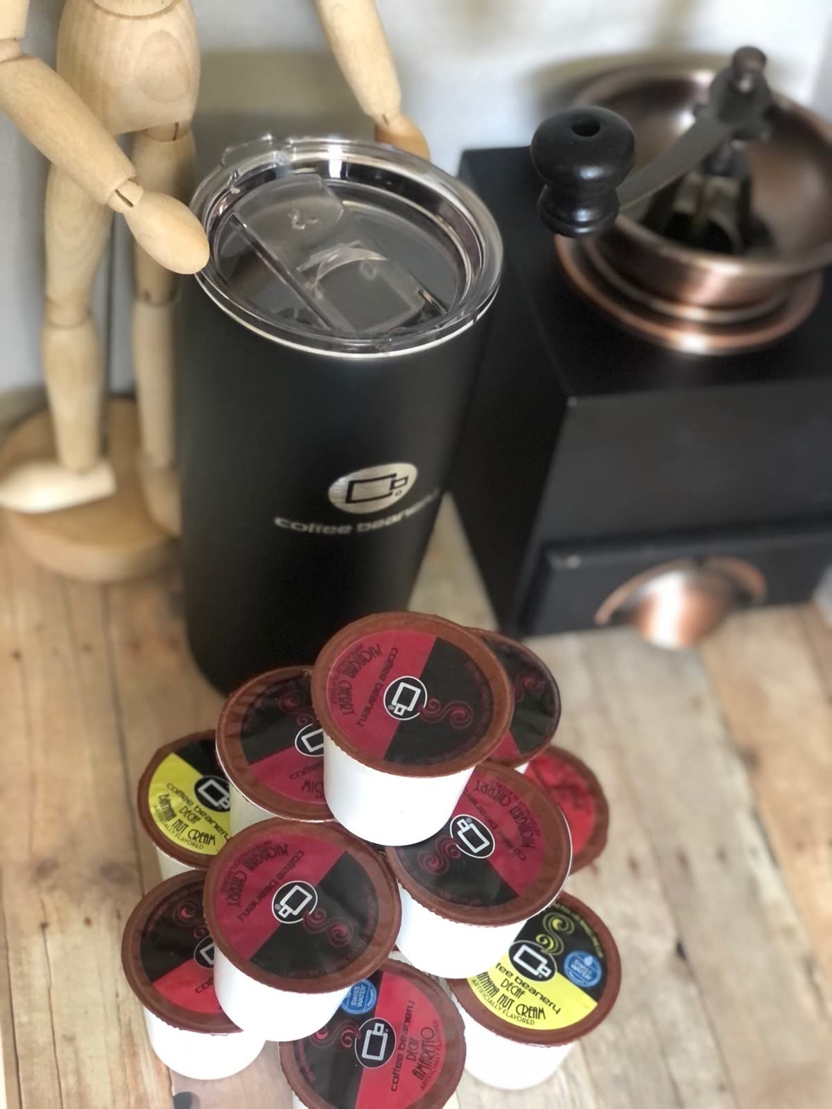 Coffee Beanery hot coffee poured into a mug with cherry notes