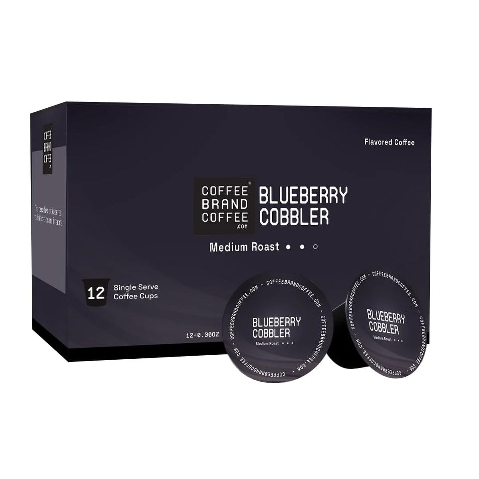 Coffee Brand Coffee Blueberry Cobbler K-Cups pack front view for a comforting morning boost.