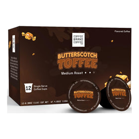 Coffee Brand Coffee Kcups butterscotch toffee pods deliver a smooth, flavorful morning.