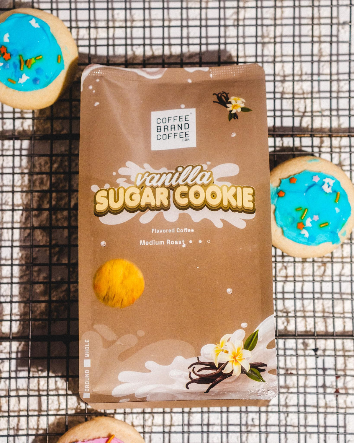 Notes of vanilla sugar cookie in Coffee Brand Coffee blend