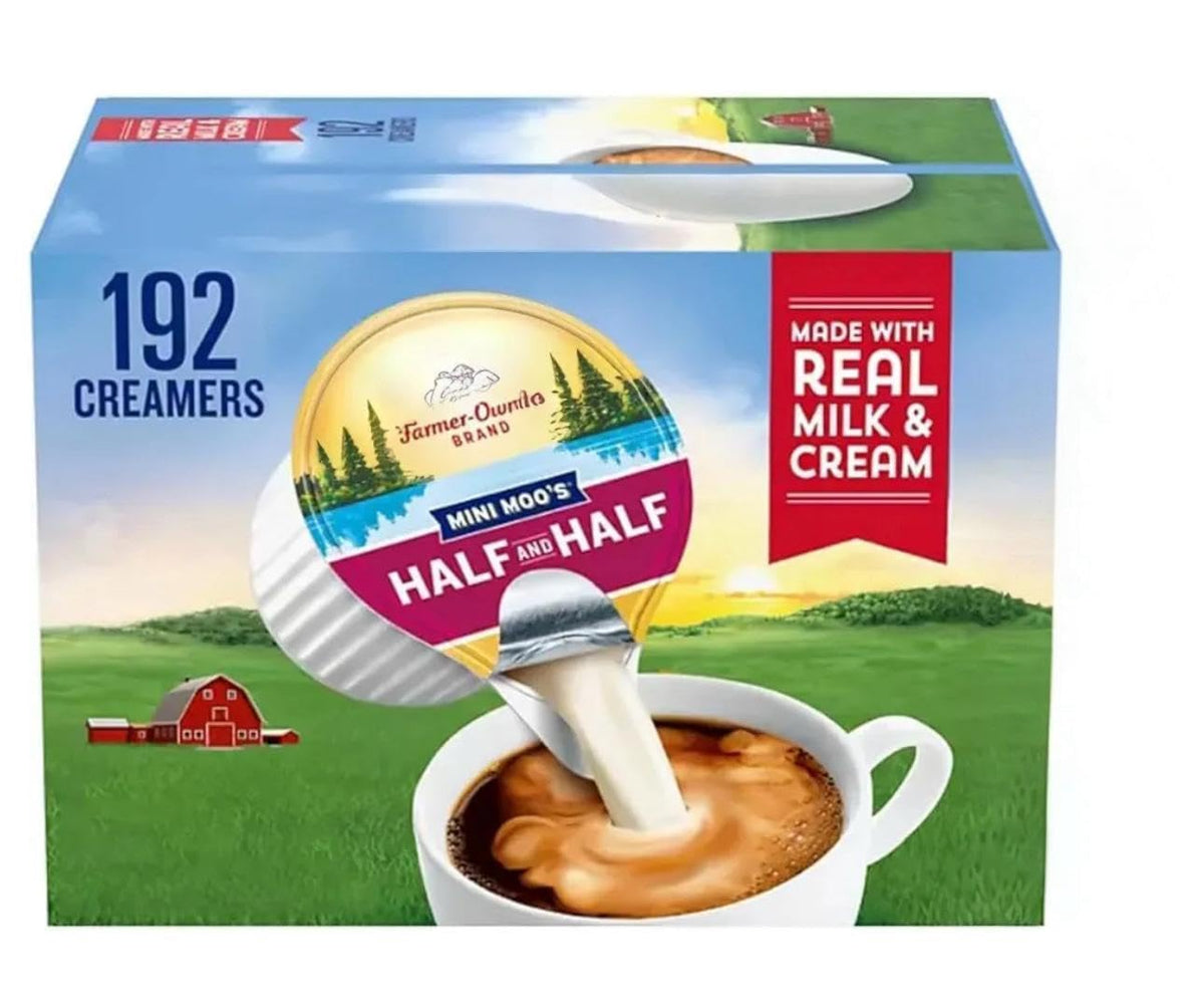 Coffee creamer singles box with real dairy flavor for rich coffee.