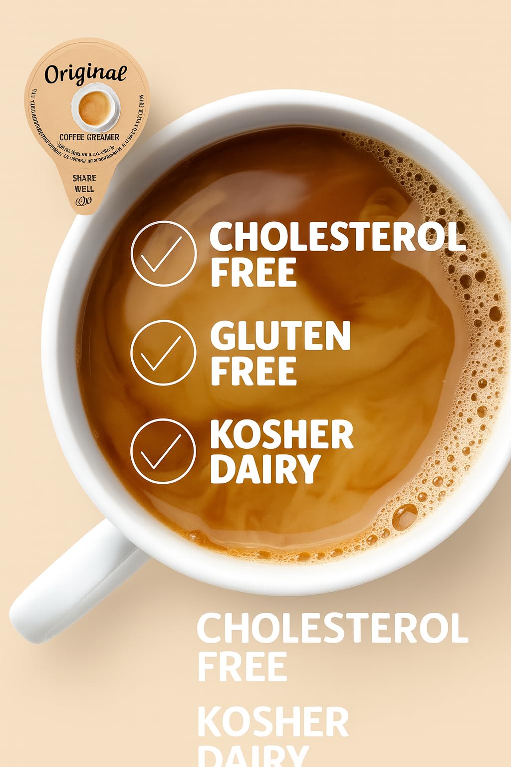 Pouring into a cup reveals creamy half-and-half addition.