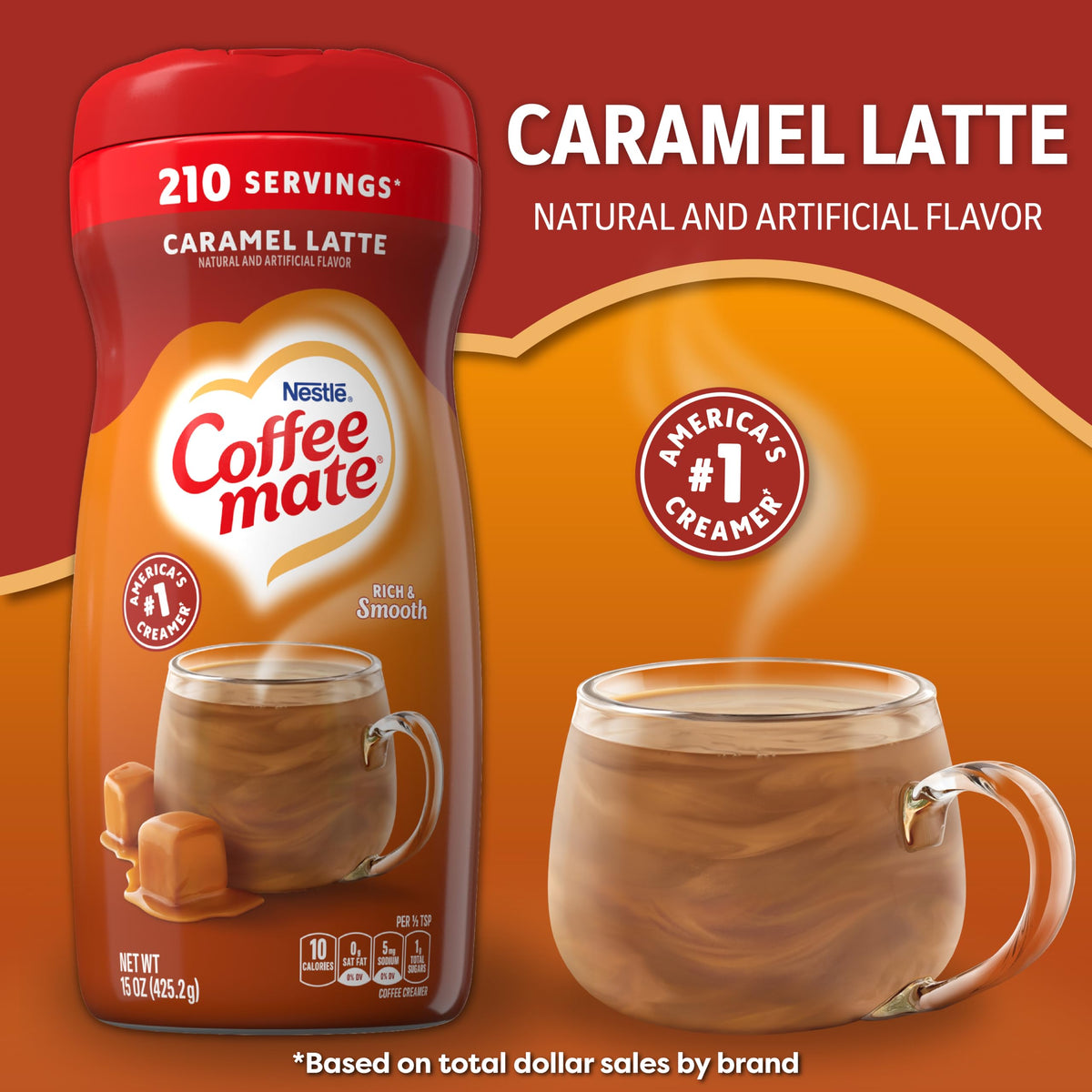 Dairy-free and gluten-free label on Coffee Mate Cafe Collection packaging.