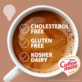 Coffee Mate Café Mocha single in cup of coffee showcasing chocolate flavor