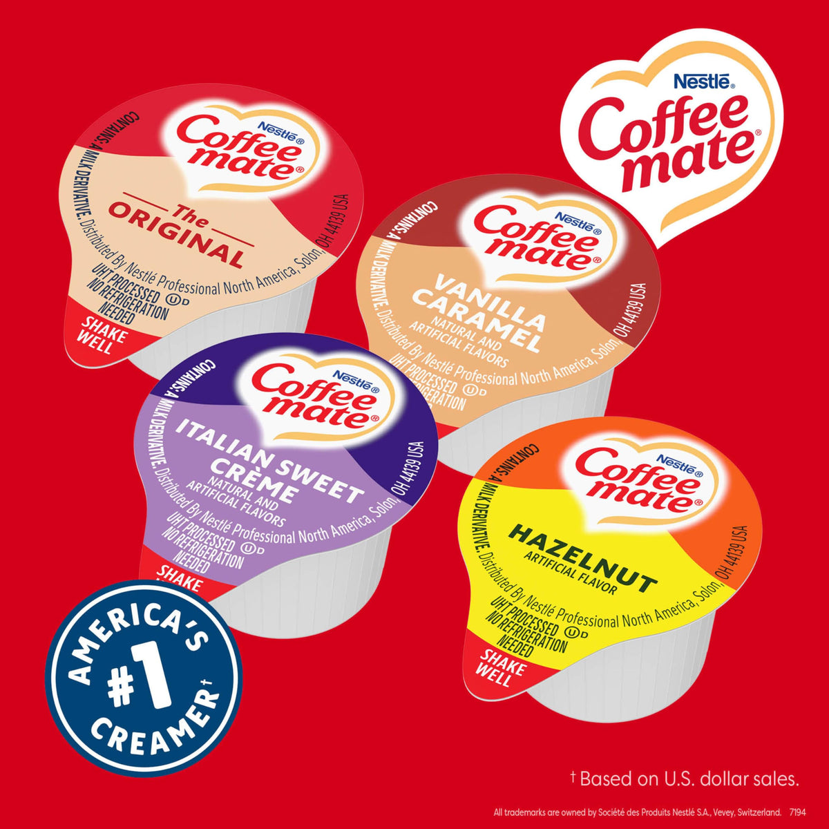 Coffee Mate shelf-stable singles require no refrigeration and stay flavorful at room temperature.
