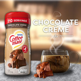 Coffee Mate creamy chocolate creamer with scoop for easy measuring