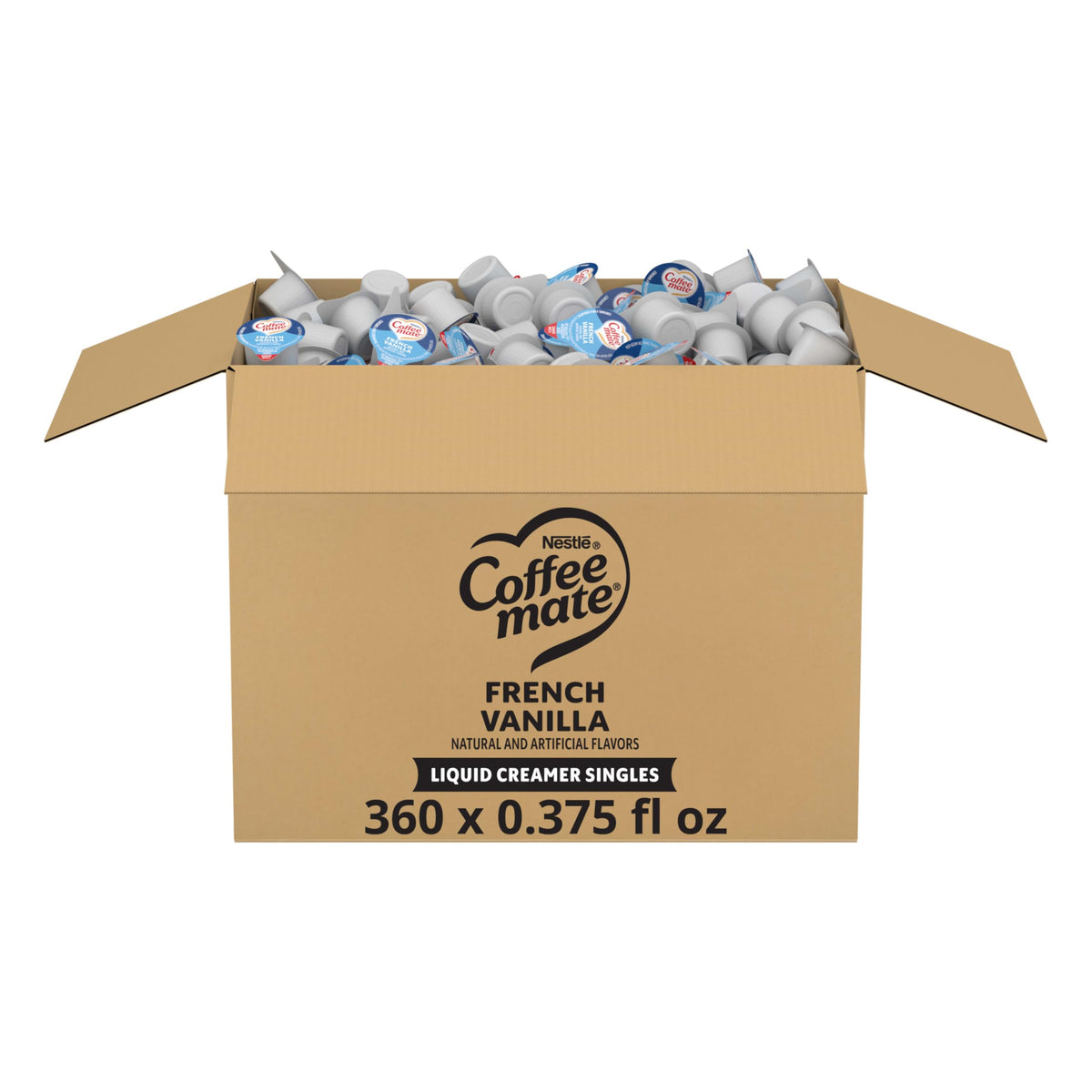 Coffee Mate French Vanilla creamer singles in a 360-pack for convenient office use