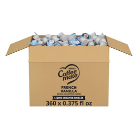 Coffee Mate French Vanilla creamer singles in a 360-pack for convenient office use