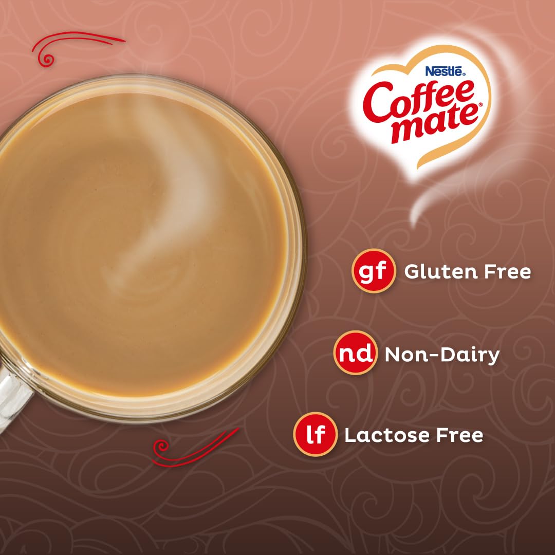 Coffee Mate label highlights lactose-free and gluten-free options