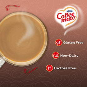 Coffee Mate label highlights lactose-free and gluten-free options