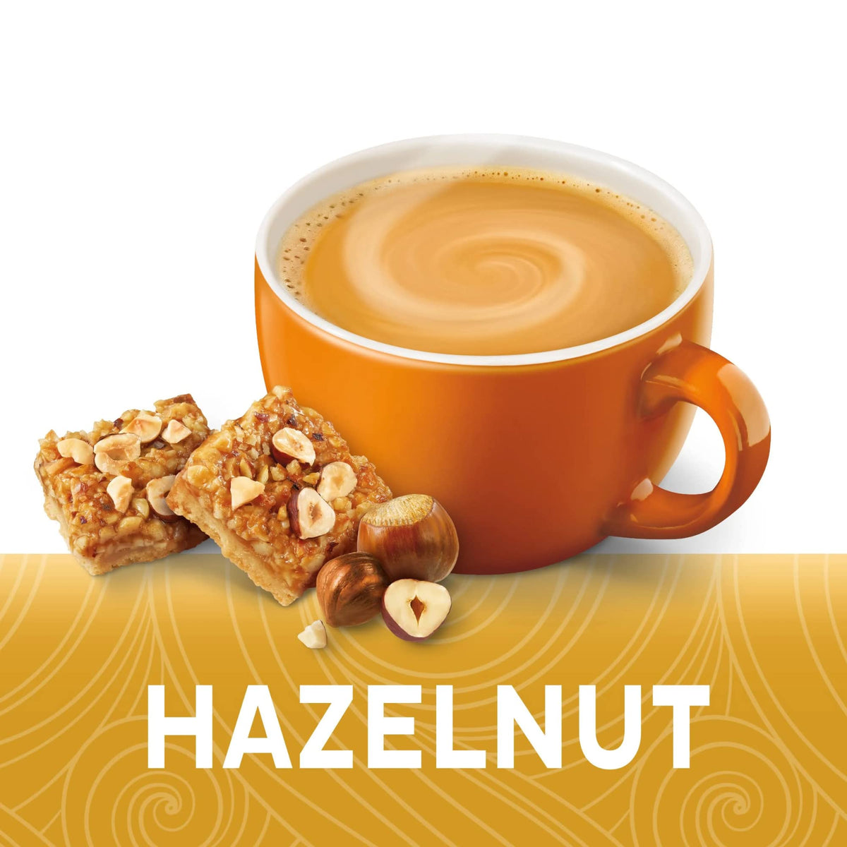Coffee Mate hazelnut creamer enhances hot or cold drinks.
