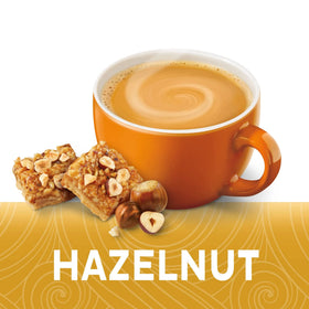 Coffee Mate hazelnut creamer enhances hot or cold drinks.